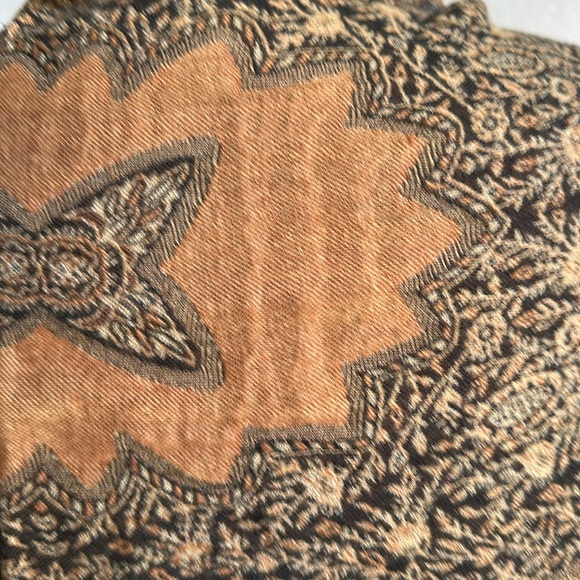 ‘90s Indian paisley abstract fringe shawl boho scarf - Picture 4 of 5